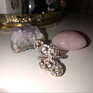 Gold crystal rhinestone ring size 7 new
